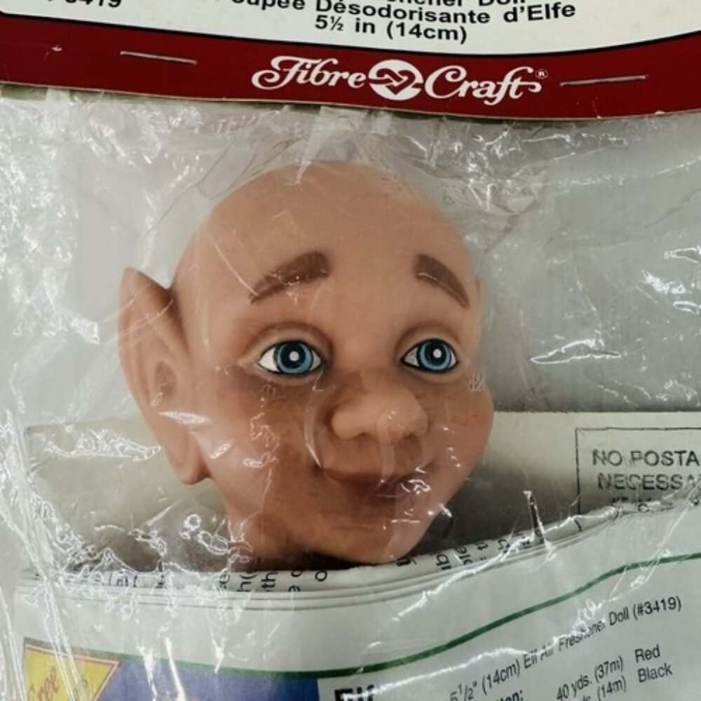 Vintage Fibre Craft 5.5" Elf Air Freshener Doll 3419 Christmas Holliday Crochet